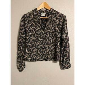 Vintage Laura Ashley Womens Blazer Size 12 Black Floral Rayon Cottagecore 90s